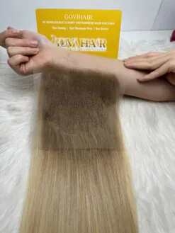 HD Lace Closure 4x4 Bone Straight 12 Inch Ombre Blonde