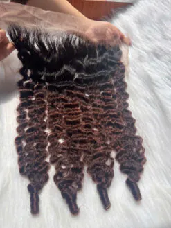 HD Lace Frontal 13x4 Burmese Curly 26 Inch Ombre Color