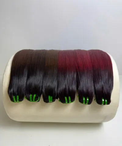 Ombre Burgundy Color Bone Straight Machine Weft Hair Extensions