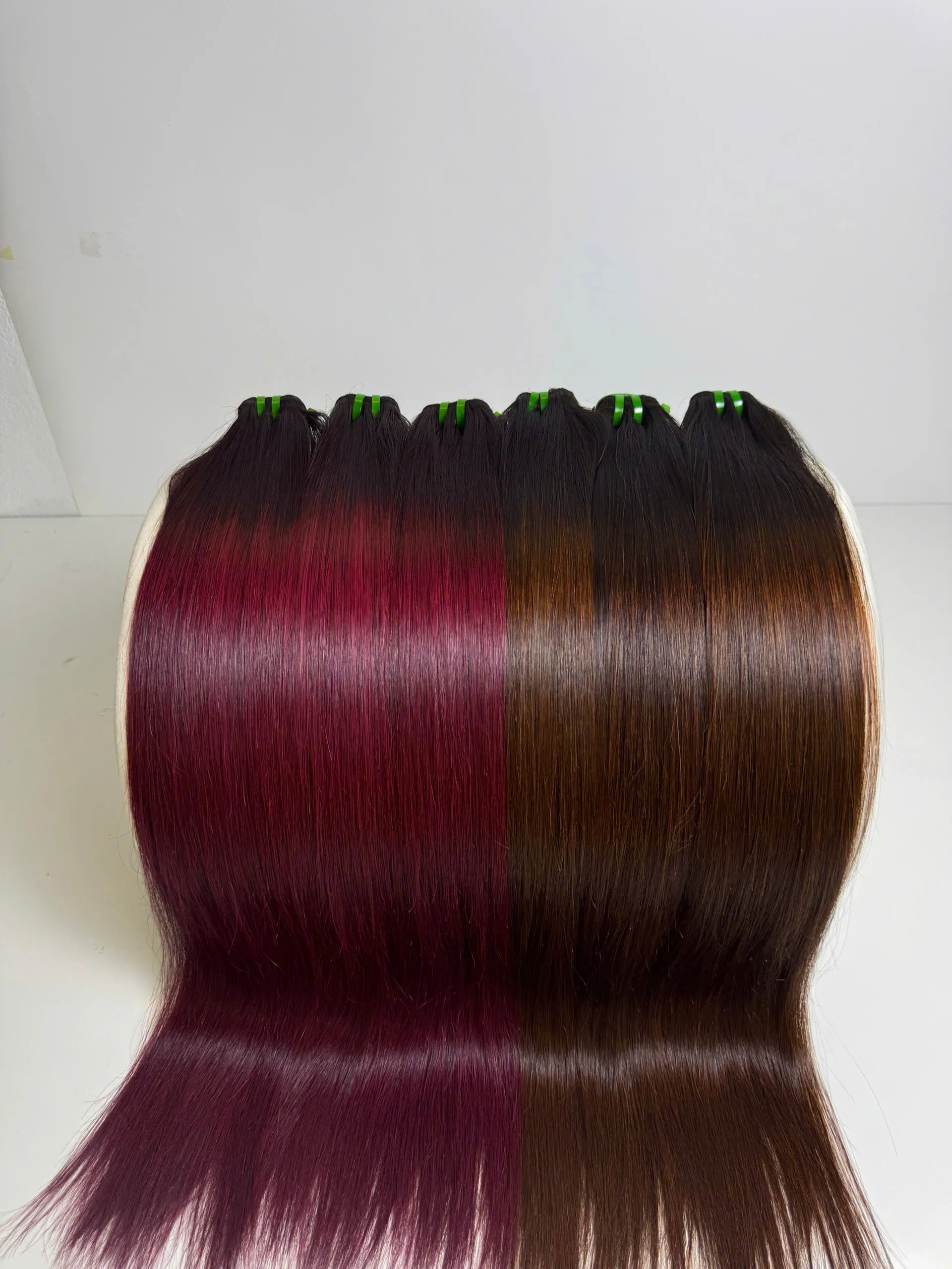 26 Inch Ombre Burgundy Color Bone Straight Machine Weft Hair Extensions