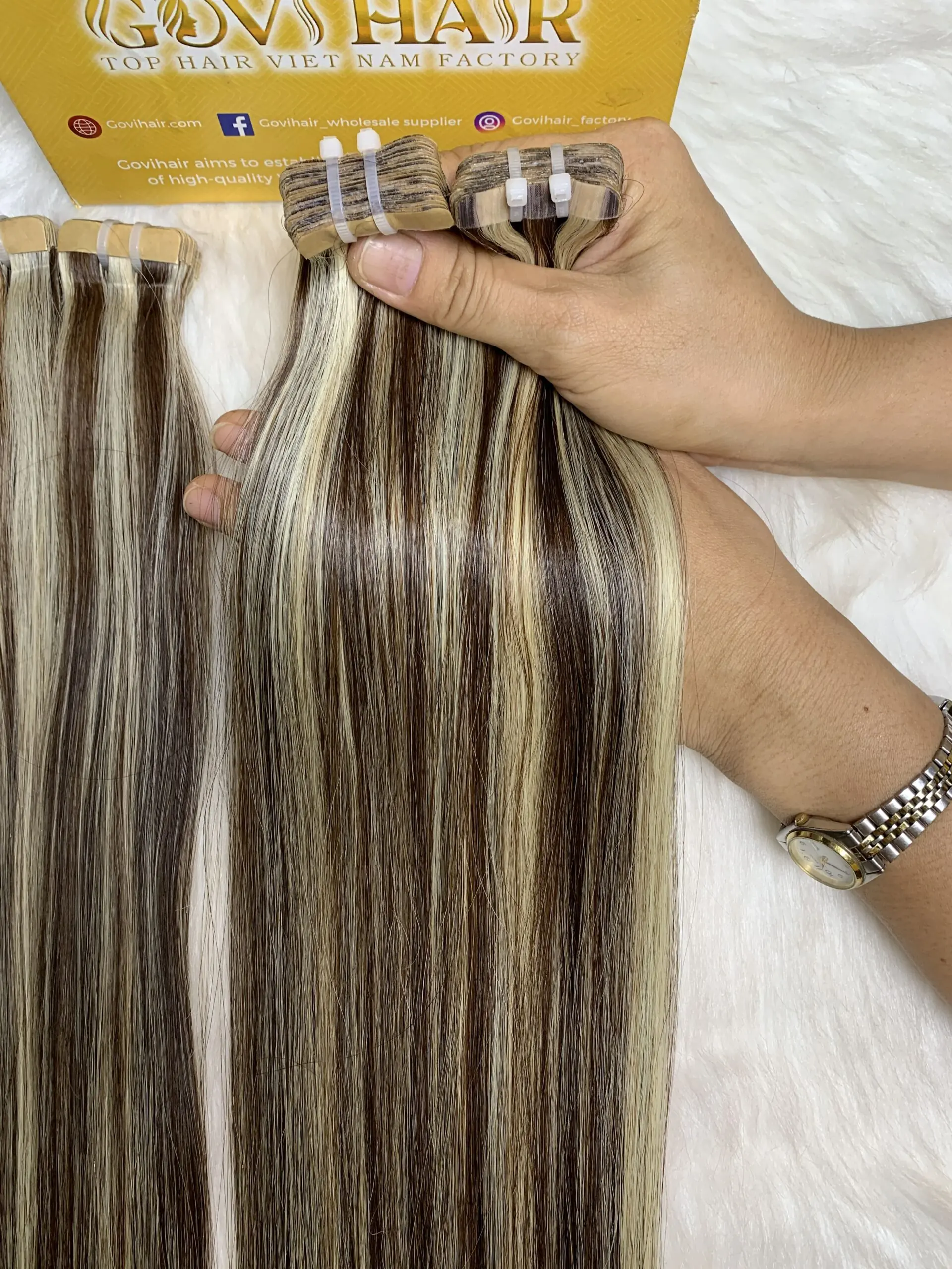22 Inch Straight #2/22A Mix Piano Color Tape In Hair Extensions 100% Human Hair 1 Straight #2/22A Color Tape In Hair Extensions