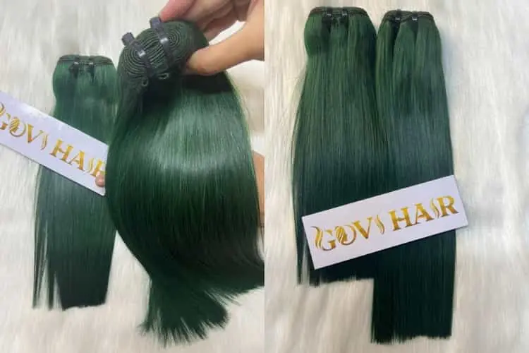 Weft Hair Bone Straight Dark Green Color Vietnamese Hair Weft Hair Bone Straight Dark Green Color Vietnamese Hair