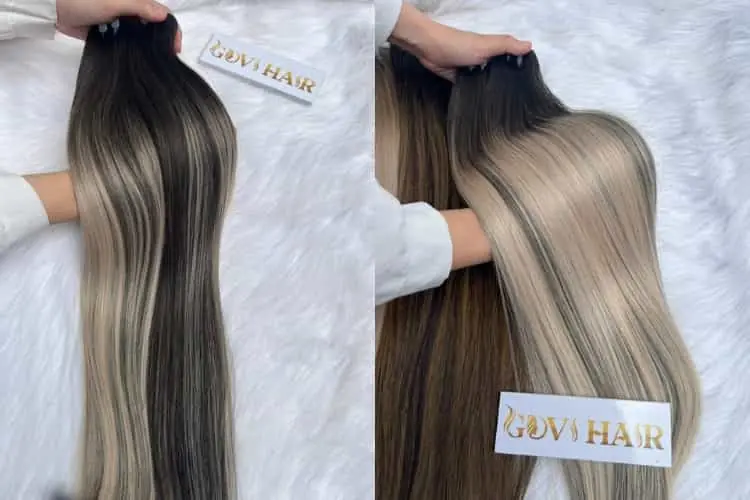 Weft Hair Extensions Bone Straight Scandinavian Color Weft Hair Extensions Bone Straight Scandinavian Color