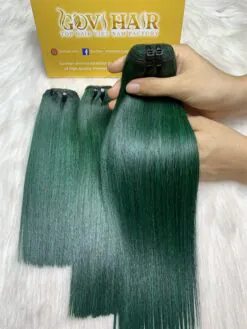 weft - silky straight - green color