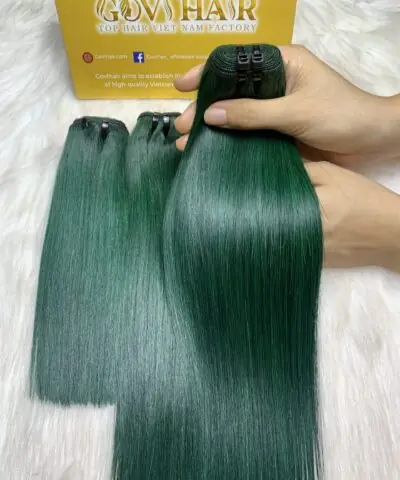 weft - silky straight - green color