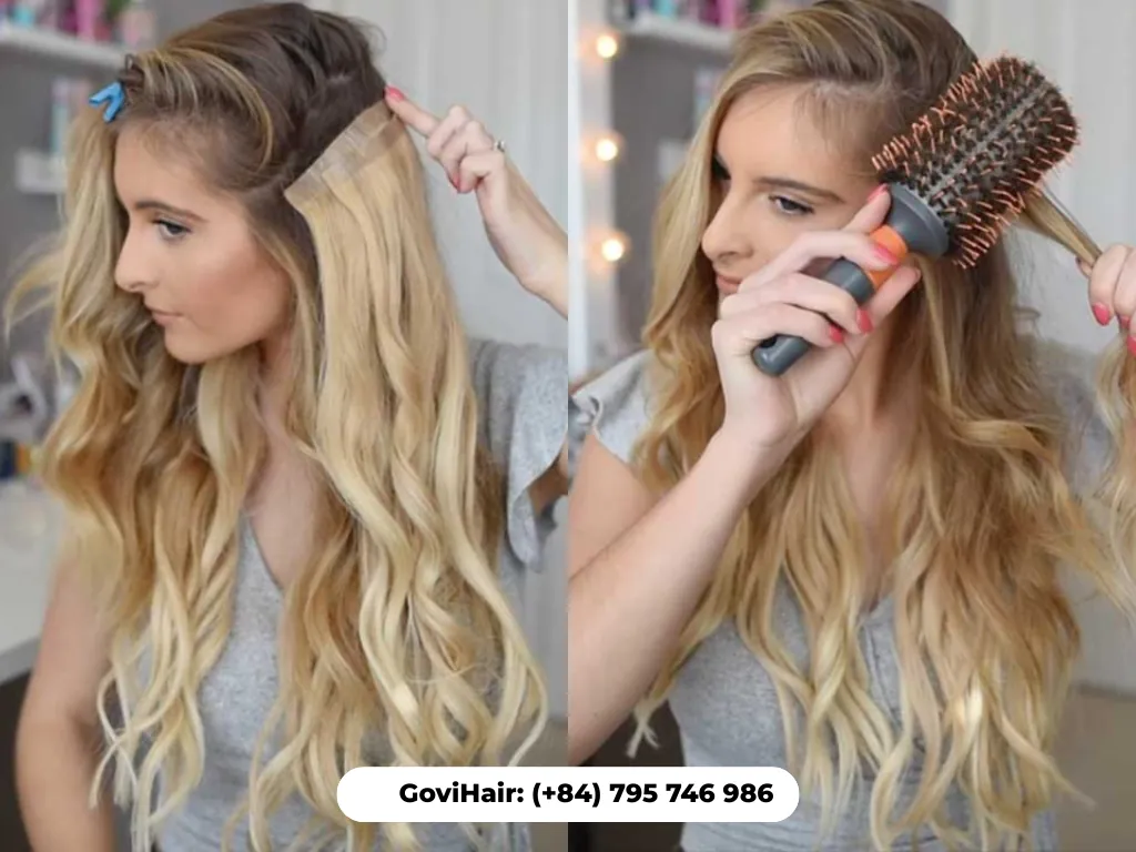 Hairstyles that hide extensions with Tape in