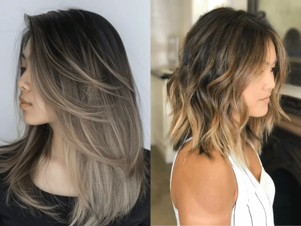 Vietnamese balayage hairstyle with soft highlights