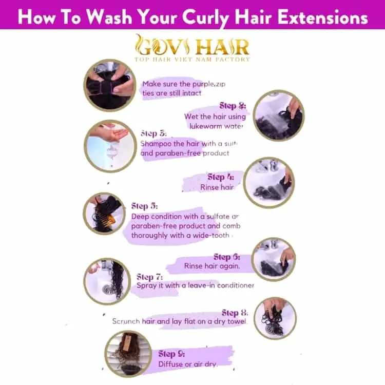 Using sulfate-free products to wash curly hair extensions How to wash curly hair extensions