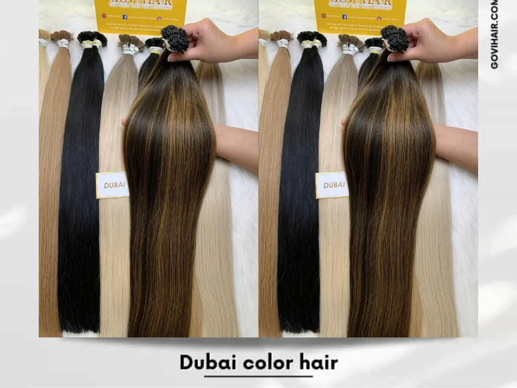 Dubai color Vietnamese hair is a deep, glossy brown with subtle purple undertones