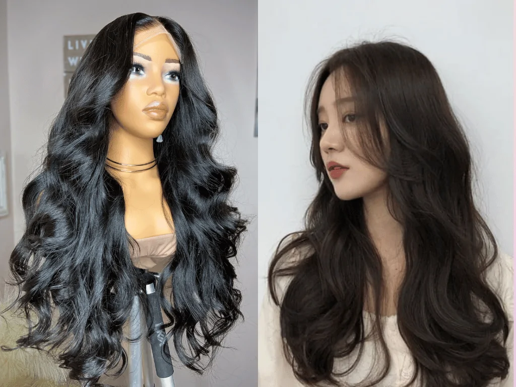 Vietnamese loose waves hairstyle with natural texture