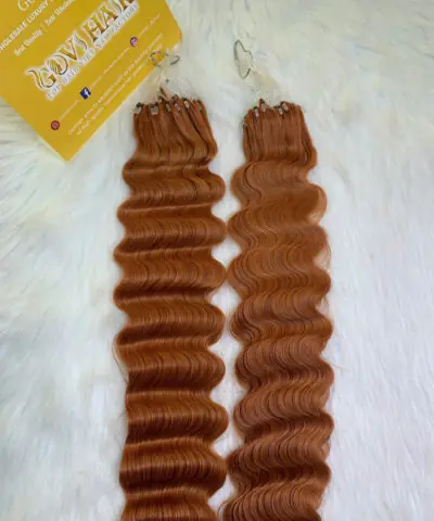 Alternative view of 28 Inch Deep Wave #30 Copper Color H6 Feather Hair Extensions Premium Hair