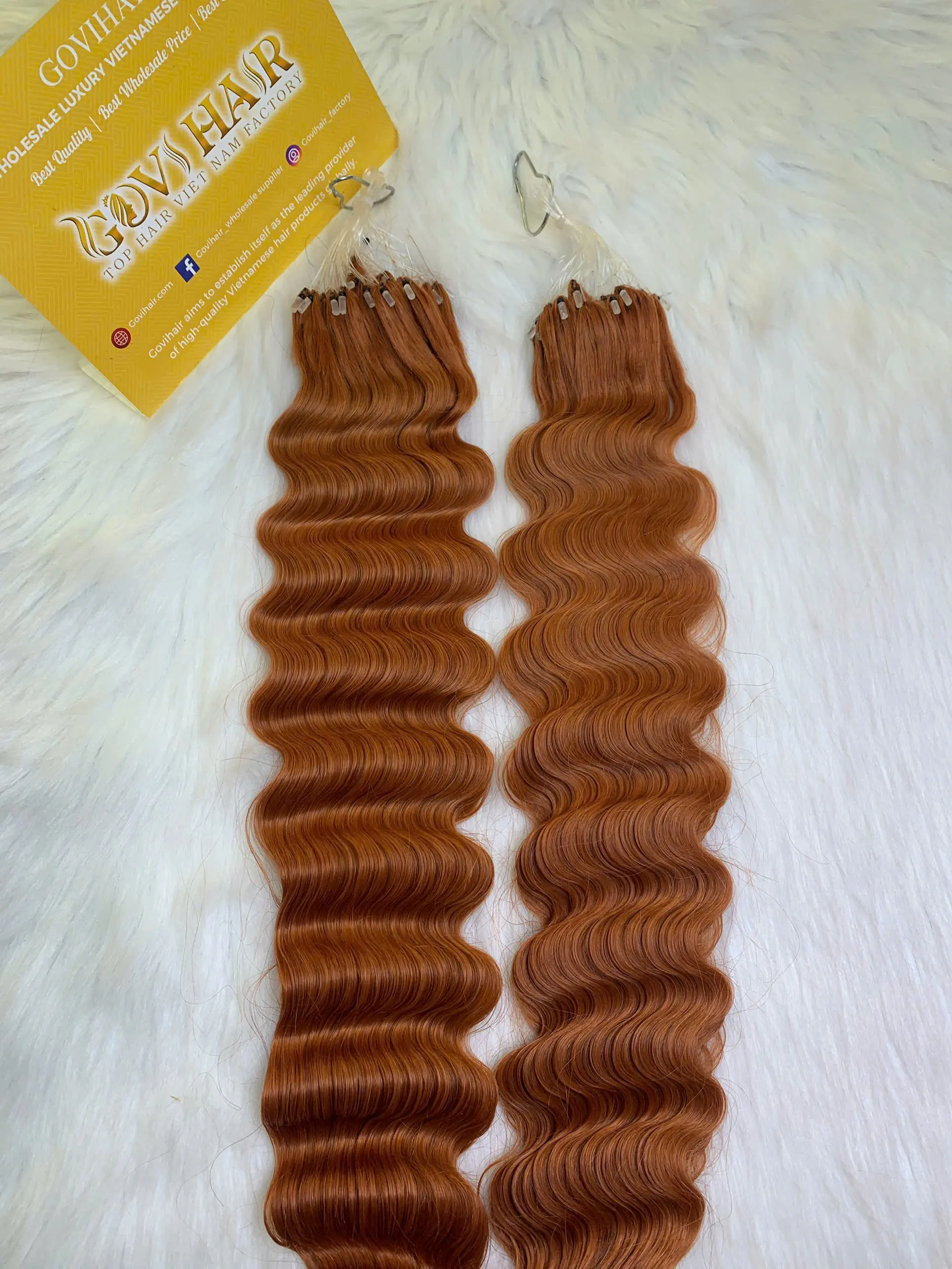 28 Inch Deep Wave #30 Copper Color H6 Feather Hair Extensions Premium Hair - Image 2