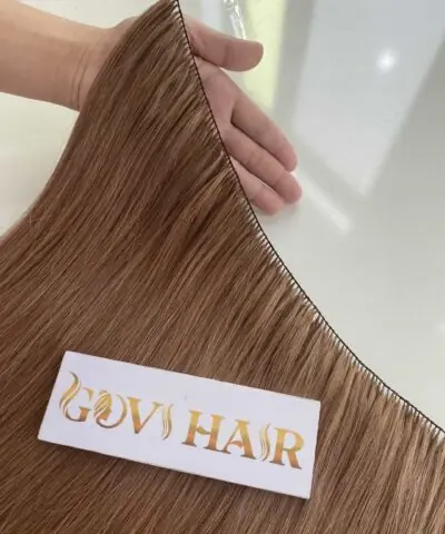 20 Inch Straight #18 Ash Blonde Color Feather Weft Hair Extensions 100% Human Hair 7 feather weft hair extension vietnamese hair