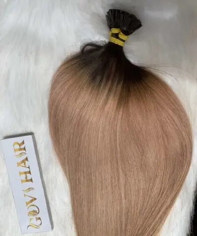Flat tip hair extension ombre color 1b mix 8 Vietnamese hair