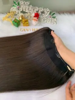 halo hair extensions 4 dark brown color premium vietnamese hair