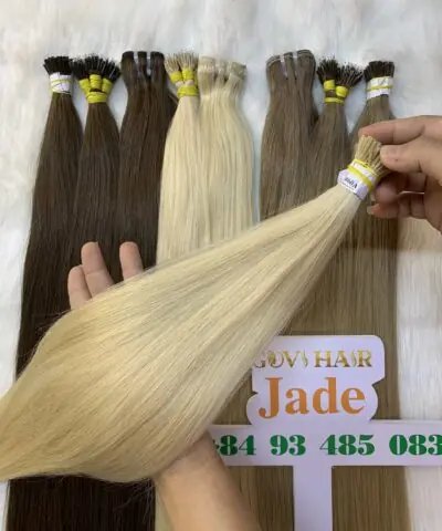 22 Inch Straight #60A Light Ash Blonde I Tip Hair Extensions Hot Fusion 6 I-Tip Hair Extensions Vietnamese Hair #60A Color Human Hair