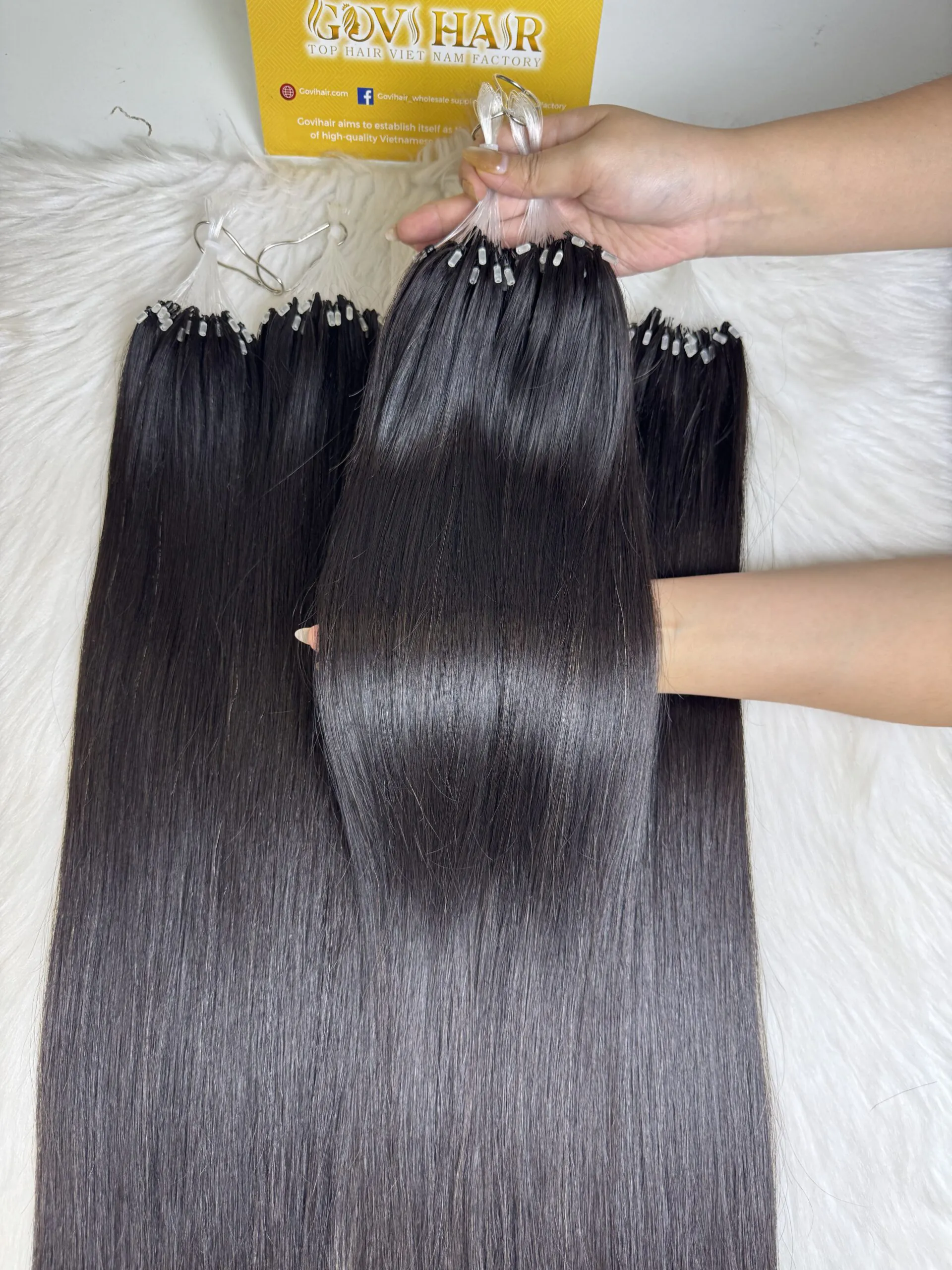 #1B Natural Color H6 Feather Hair Extensions 100% Raw Hair