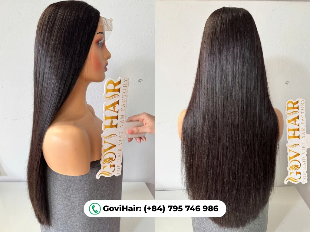 Straight Vietnamese hair wigs feature a sleek, smooth texture