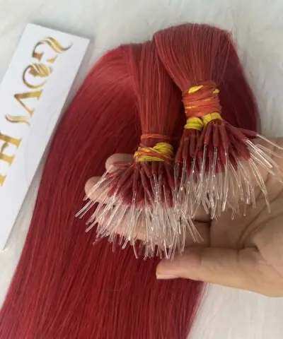 wholesale price f tip hair extensions red color 100 human hair