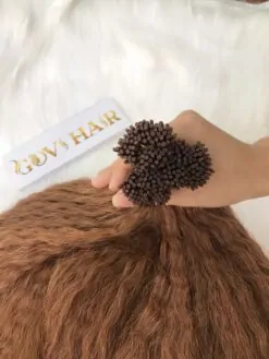 I-Tip Hair Extensions Yaki Straight Brown Color