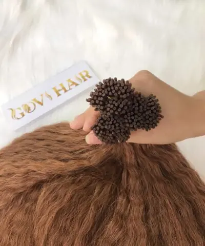 I-Tip Hair Extensions Yaki Straight Brown Color