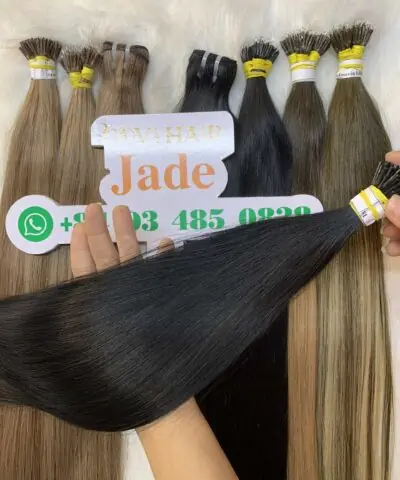 26 Inch Straight #1 Jet Black I Tip Hair Extensions 100% Human Hair 8 I-tip hair extensions 1 color vietnamese hair