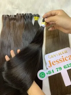 I-tip hair extension 1b natural black color human hair