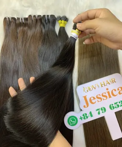 I-tip hair extension 1b natural black color human hair