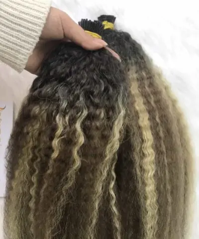 I-Tip Hair Extensions Yaki Ombre Mix Scandivian Color