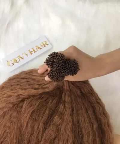 I-Tip Hair Extensions Yaki Straight Brown Color 100% Human Hair High Quality