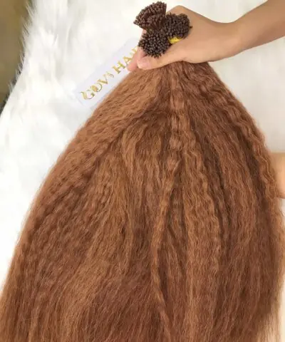 I-Tip Hair Extensions Yaki Straight Brown Color 100% Human Hair