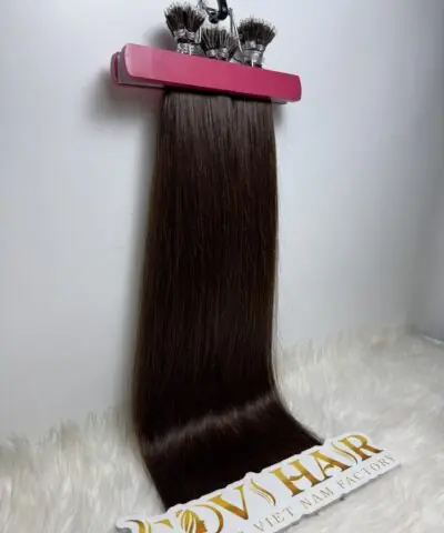 22 Inch Straight #4 Medium Brown Color Nano Ring Hair Extensions