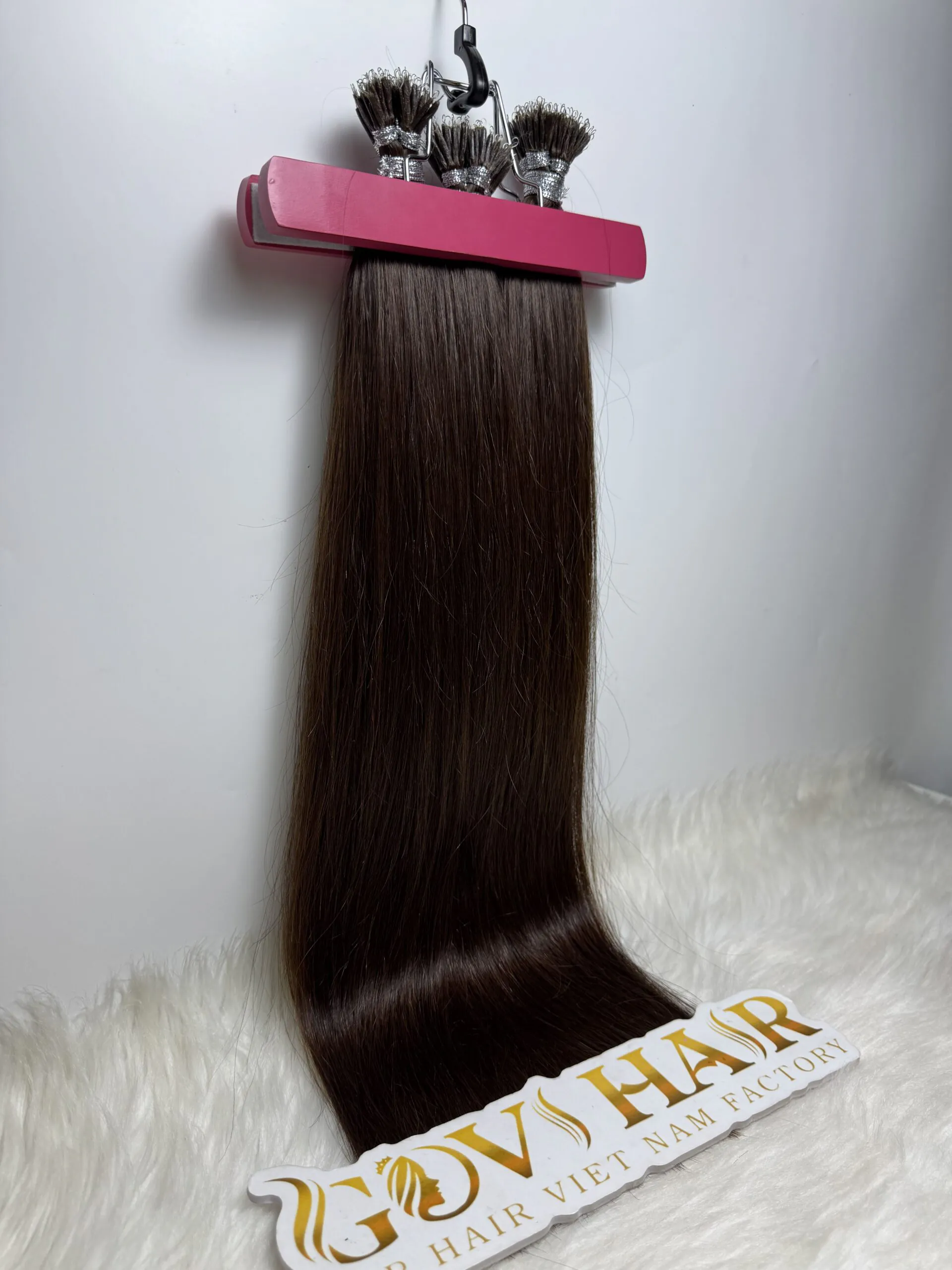 22 Inch Straight #4 Medium Brown Color Nano Ring Hair Extensions
