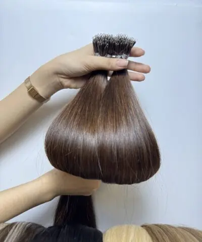 22 Inch Straight #4 Medium Brown Color Nano Ring Hair Extensions