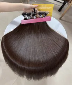 22 Inch Straight #4 Medium Brown Color Nano Ring Hair Extensions