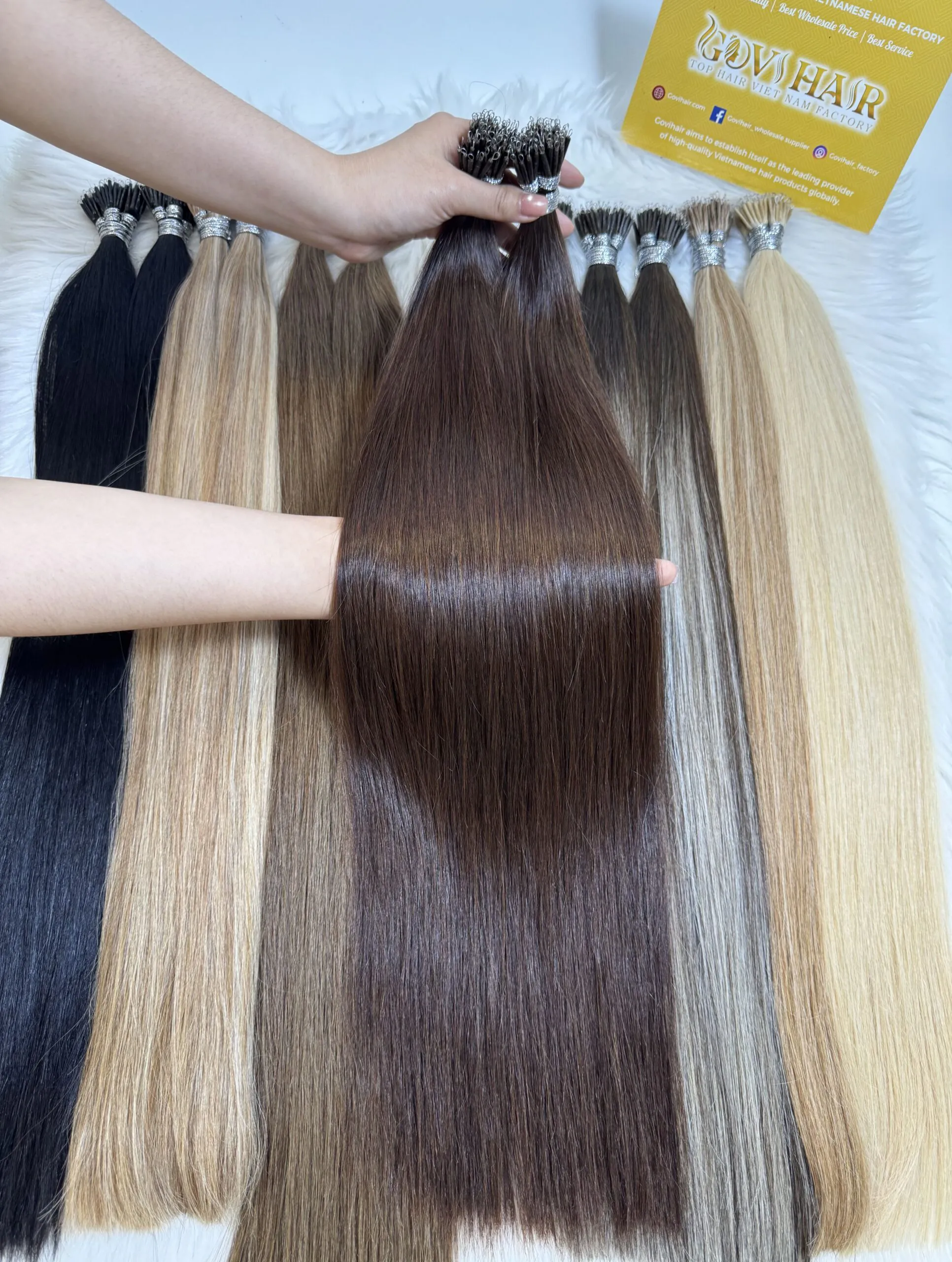 22 Inch Straight #4 Medium Brown Color Nano Ring Hair Extensions