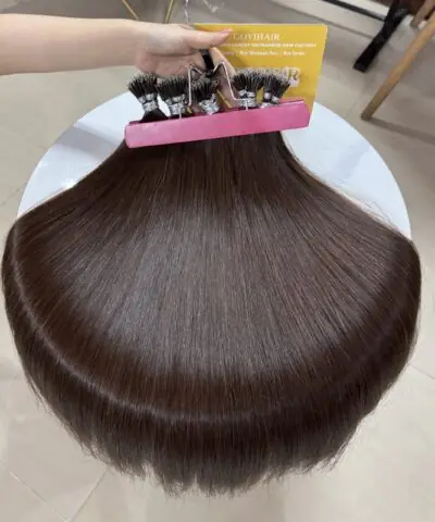 22 Inch Straight #4 Medium Brown Color Nano Ring Hair Extensions