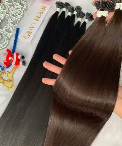 20 Inch Straight #6 Chestnut Brown I Tip Hair Extensions Virgin Hair
