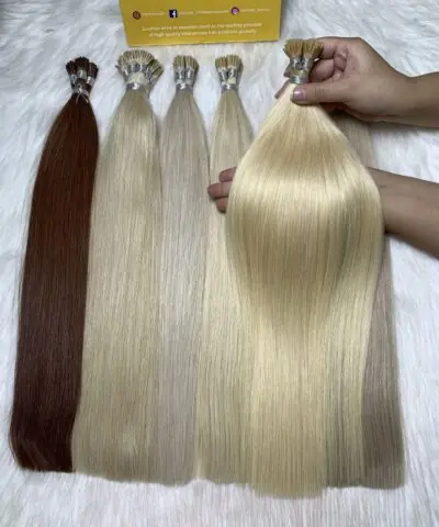 20 Inch Straight #613C Cool Platinum Blonde I Tip Hair Extensions