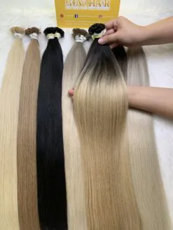 20 Inch Straight Ombre Blonde Color Flat Tip Hair Extensions