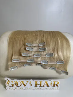 #60 Platinum Blonde Seamless Clip In Hair Extensions