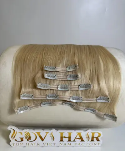 #60 Platinum Blonde Seamless Clip In Hair Extensions