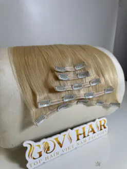 #60 Platinum Blonde Seamless Clip In Hair Extensions
