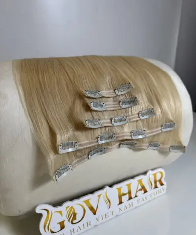 #60 Platinum Blonde Seamless Clip In Hair Extensions
