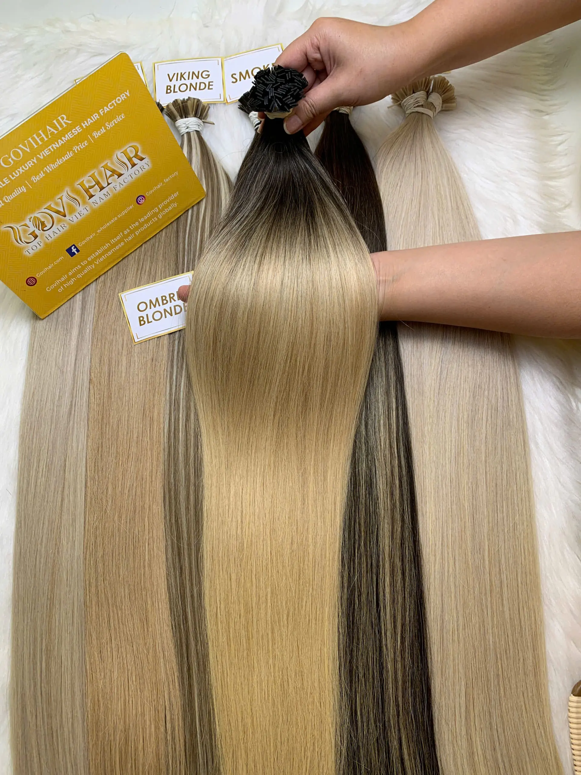 Straight #1B/18C Ombre Flat Tip Hair Extensions