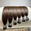 Straight #4 Natural Brown Human Hair Flat Tip Extensions