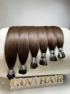 Straight #4 Natural Brown Human Hair Flat Tip Extensions