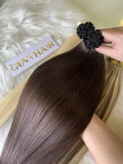 #4 Natural Brown Human Hair Flat Tip Extensions