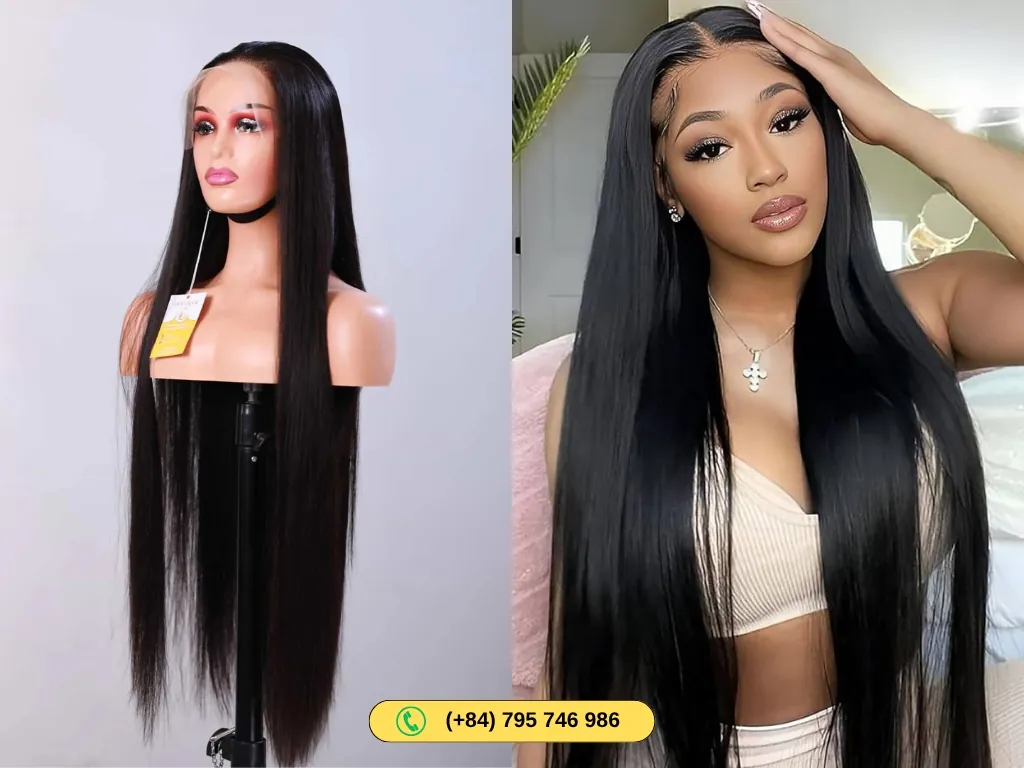 Straight Human Hair Closure Wig 2x6 HD Lace 22 Inch 180% Density Natural Color 8 Closure Wigs Natural Color Made From 100% Vietnamese Human Hair