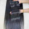 20 Inch Straight #1B Natural Color Clip In Hair Extensions 100% Raw Hair 9 #1B Natural Color Clip In Hair Extensions